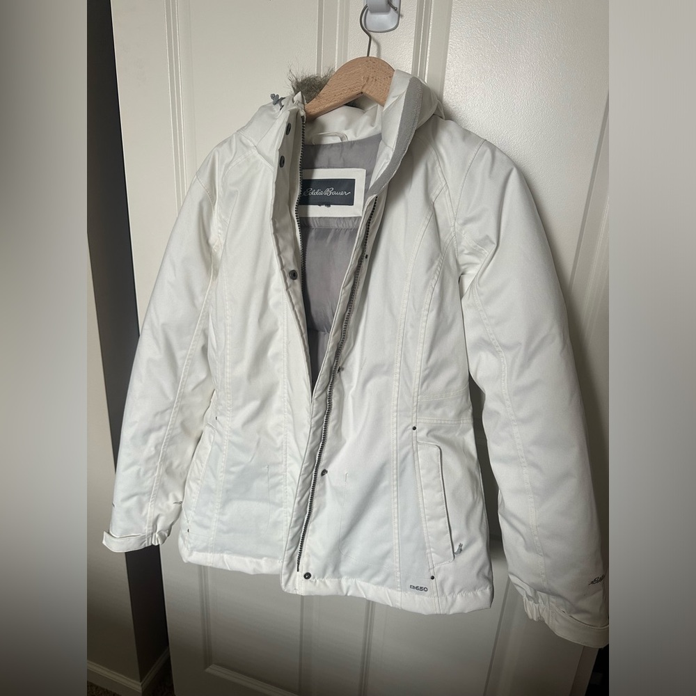 White Eddie Bauer Down Parka